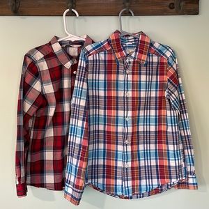 Bundle of boys button down shorts, long sleeve dress shirts, size 7/8